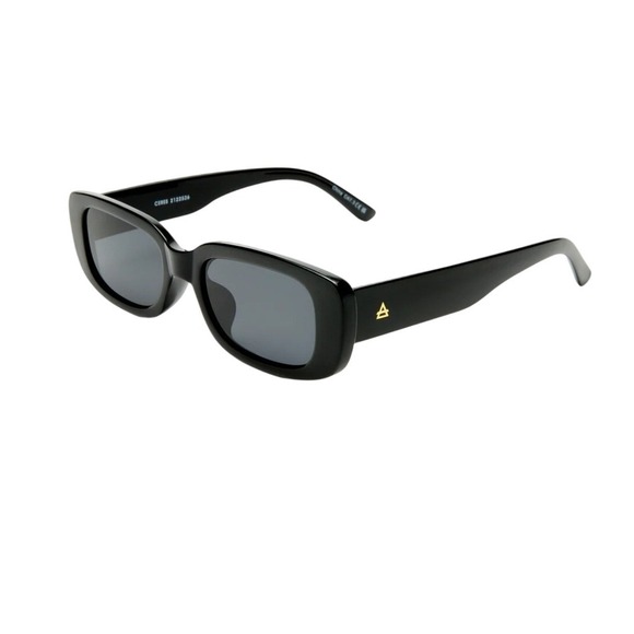 AIRE Ceres V2 Black Rectangular Sunglasses‎ Recycled Plastic 2122526 Smoke Lens